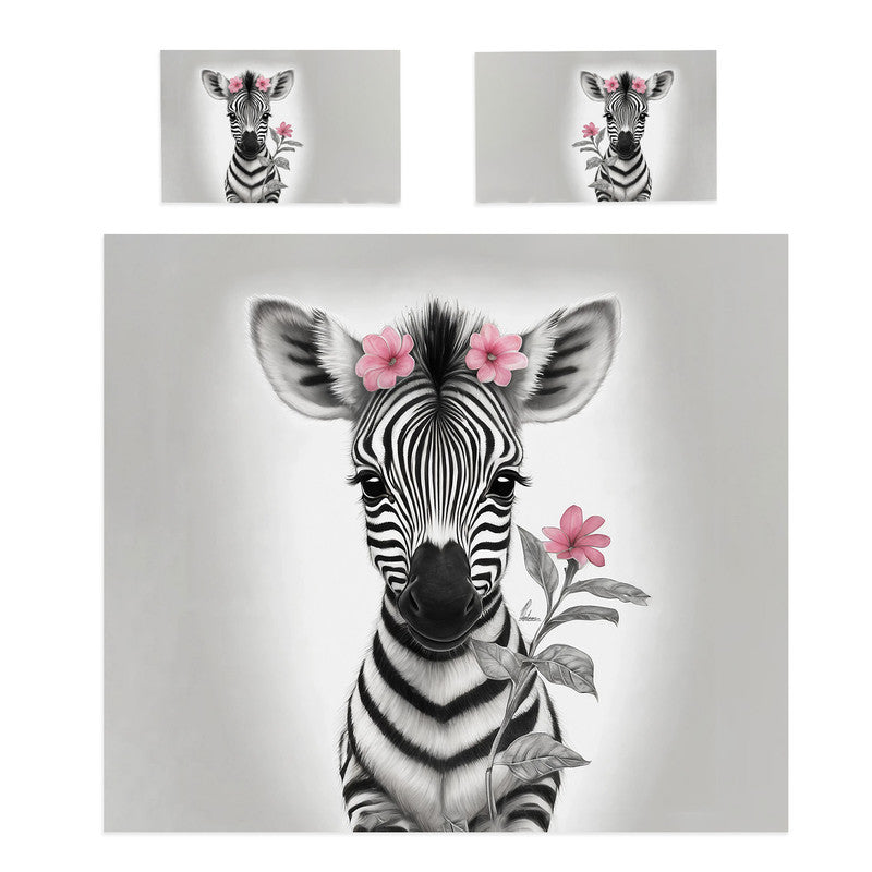 Floral Girl Zebra Baby By Nathan Pieterse Duvet Cover Set
