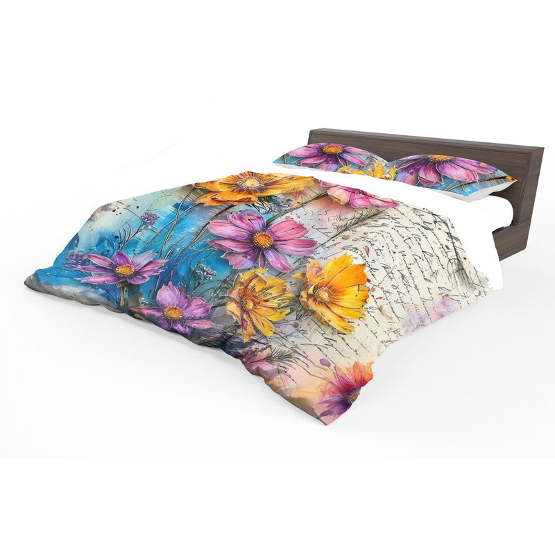 Floral Ivory Ink Duvet Cover Set