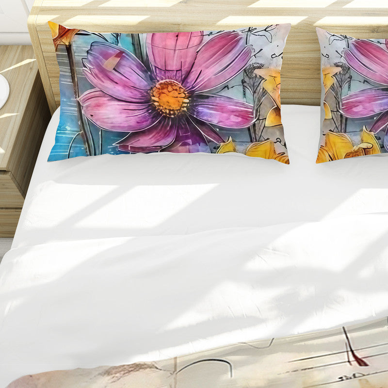 Floral Ivory Ink Duvet Cover Set