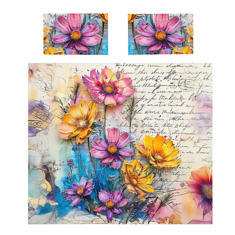 Floral Ivory Ink Duvet Cover Set
