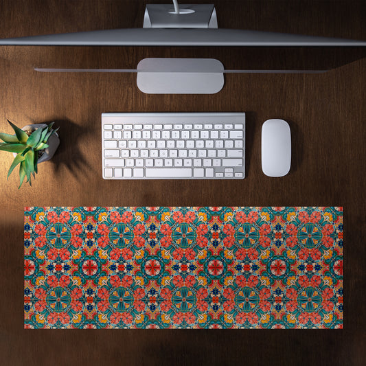 Floral Bohemian Geometry Desk Pad