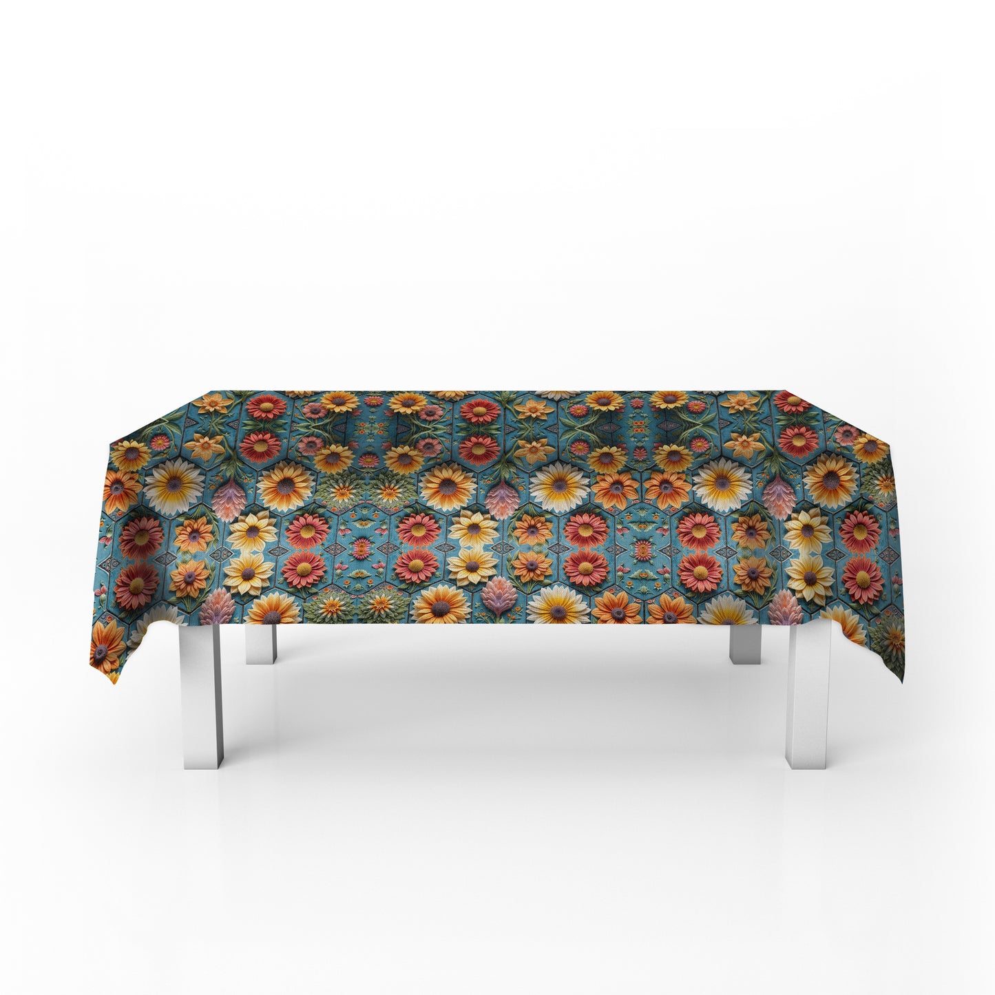 Floral Clay Art Rectangle Tablecloth