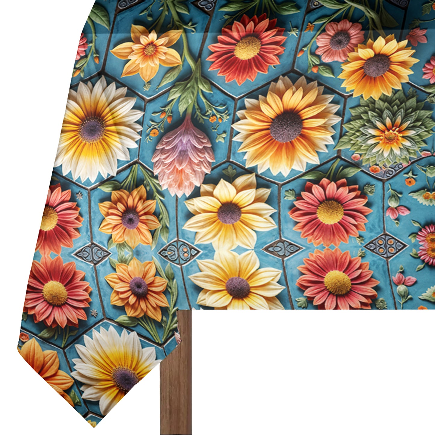 Floral Clay Art Rectangle Tablecloth