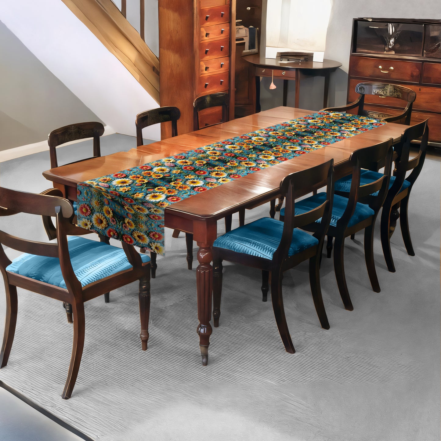 Floral Clay Art Table Runner