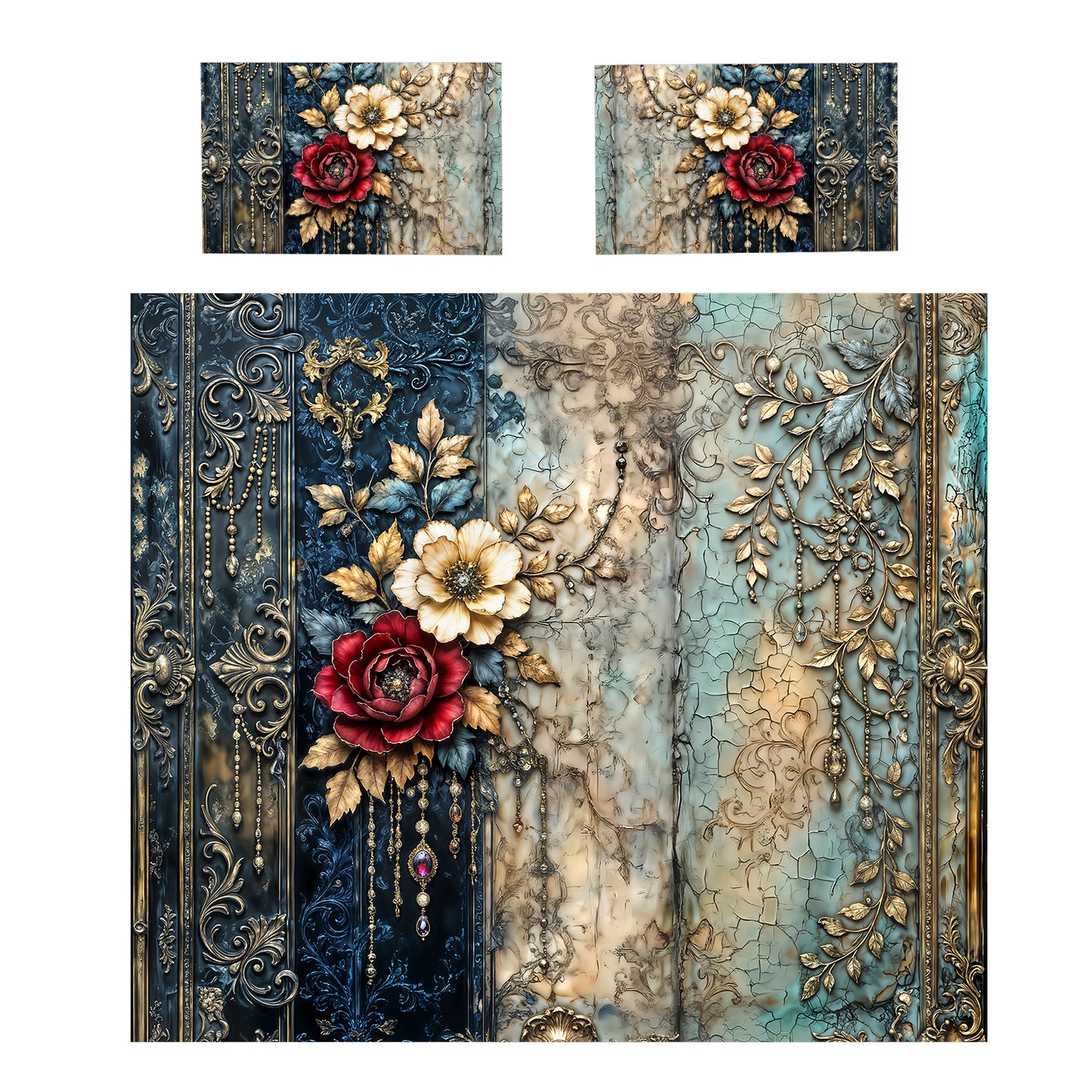 Floral Grunge Duvet Cover Set