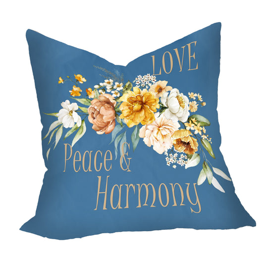Floral Love Peace Harmony On Blue Luxury Scatter by Mark van Vuuren