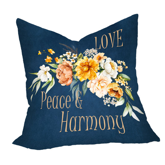 Floral Love Peace Harmony On Dark Blue Luxury Scatter by Mark van Vuuren