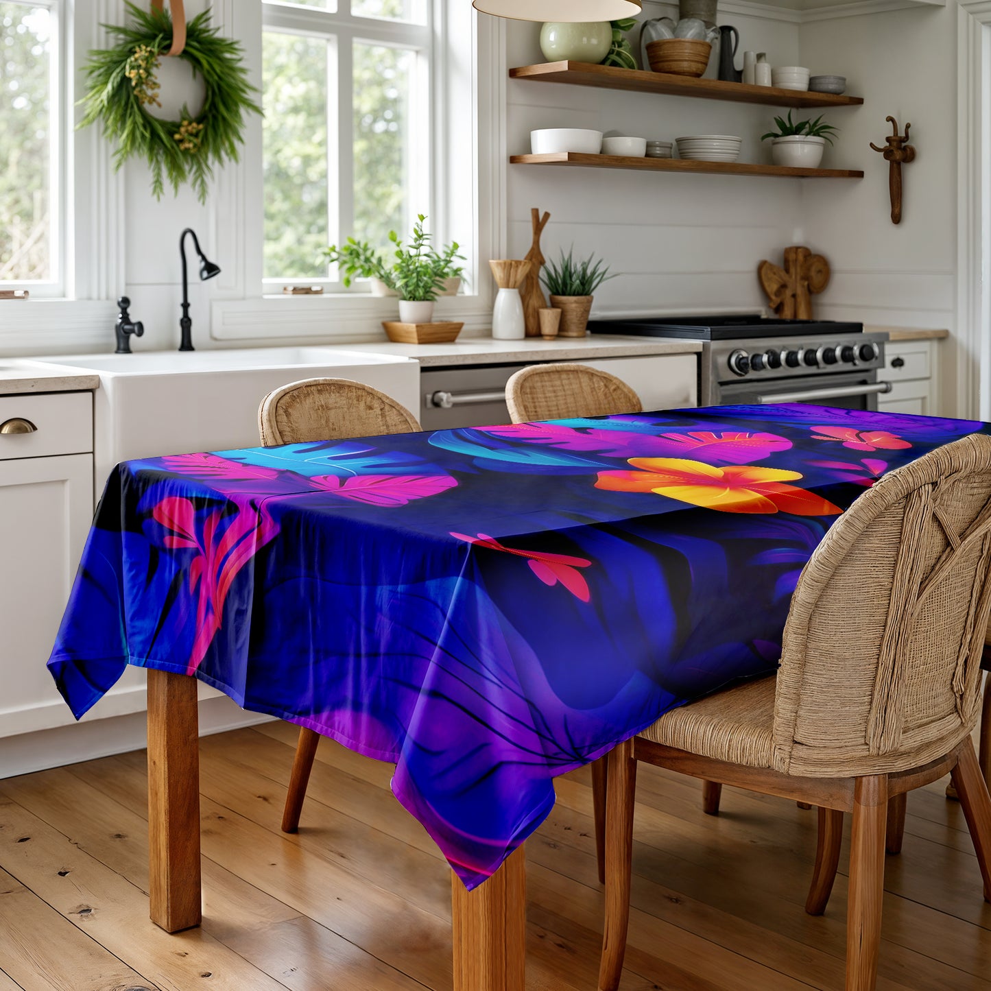 Floral Luminescent Drift Rectangle Tablecloth