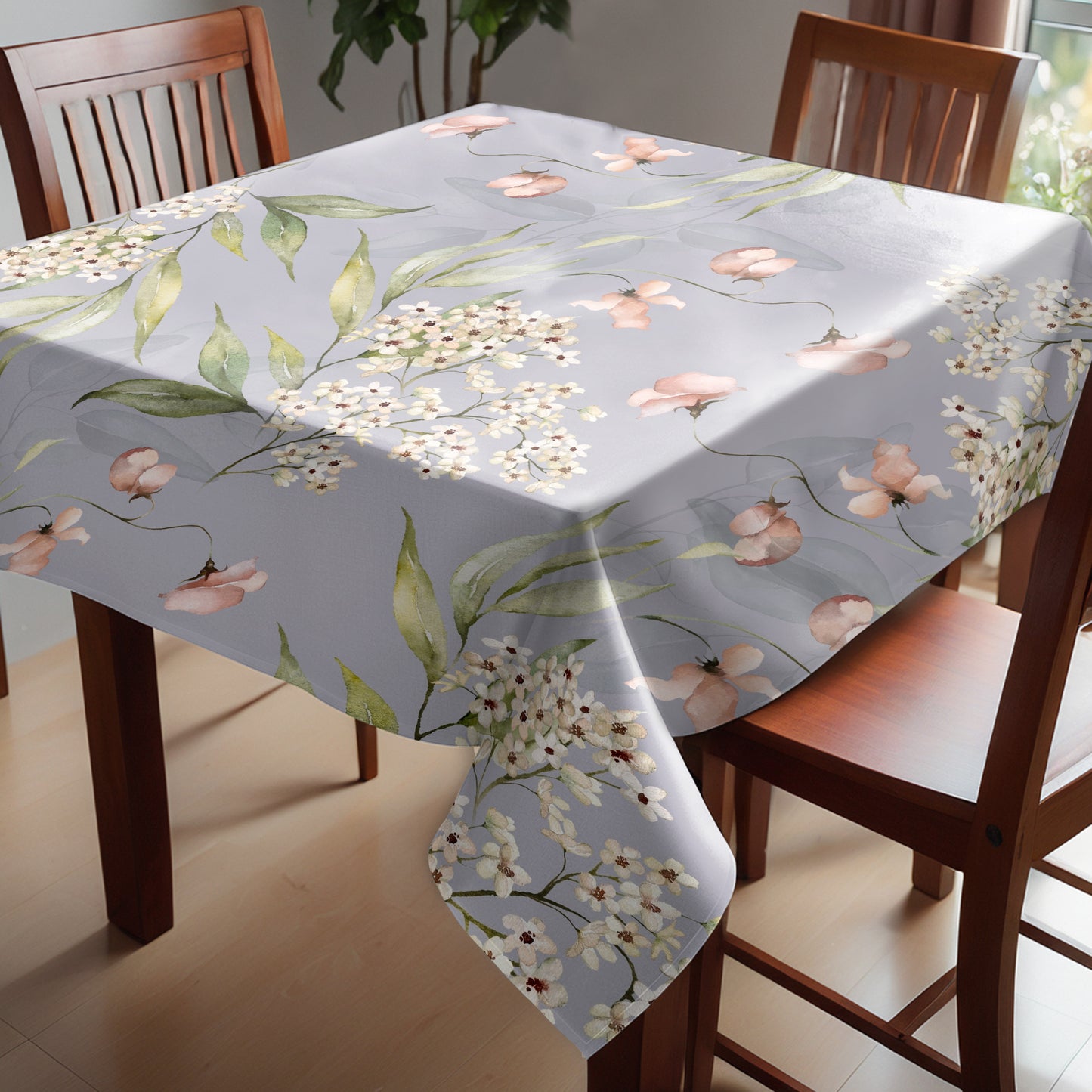 Floral On Lilac Square Tablecloth By Mark Van Vuuren