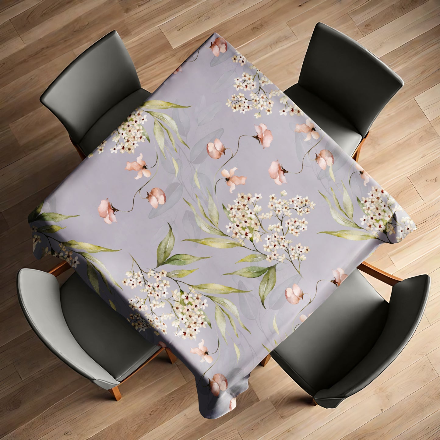 Floral On Lilac Square Tablecloth By Mark Van Vuuren