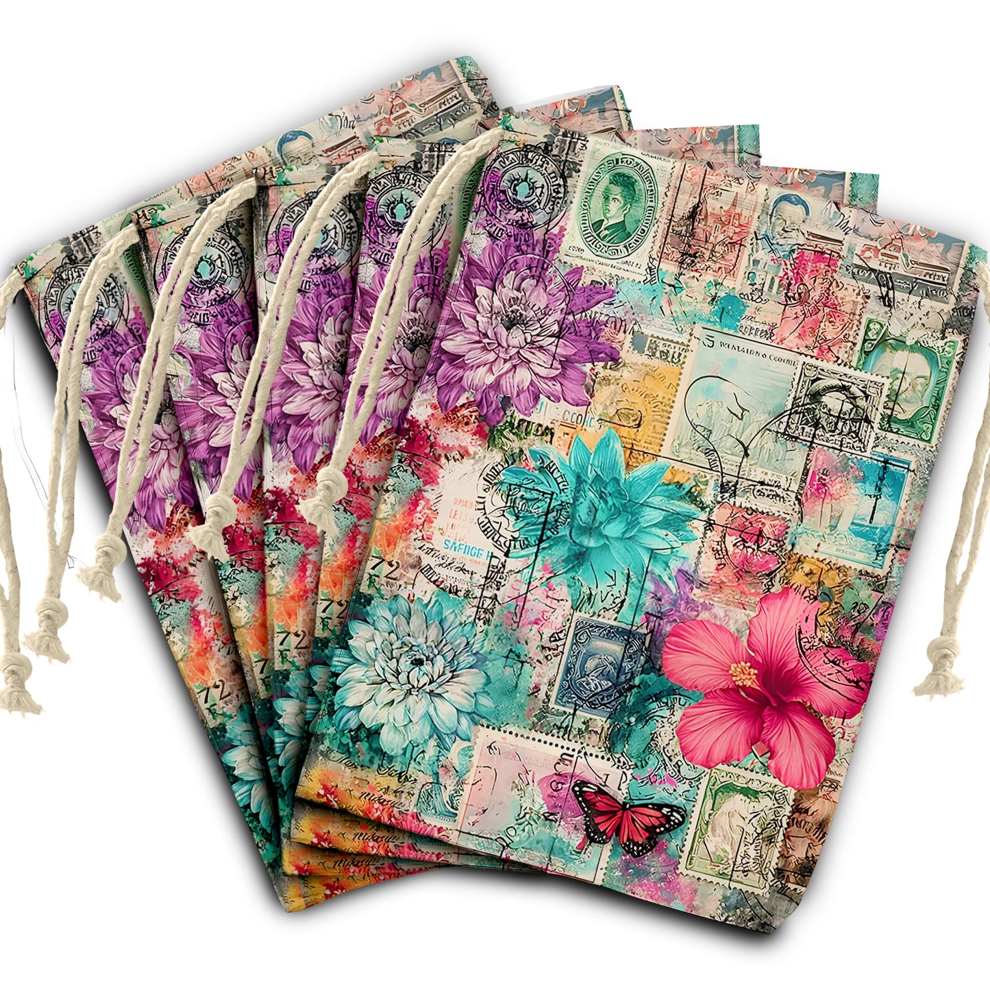 Floral Postcard Gift Bag (Set of 3)