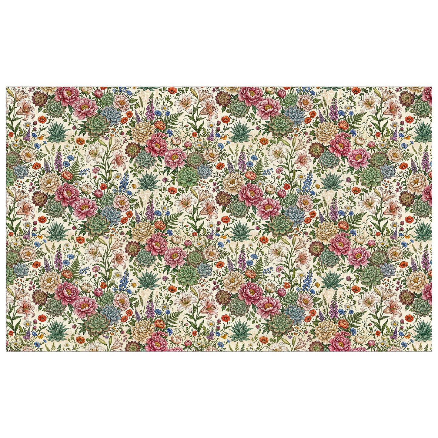 Floral Succulent Rectangle Tablecloth