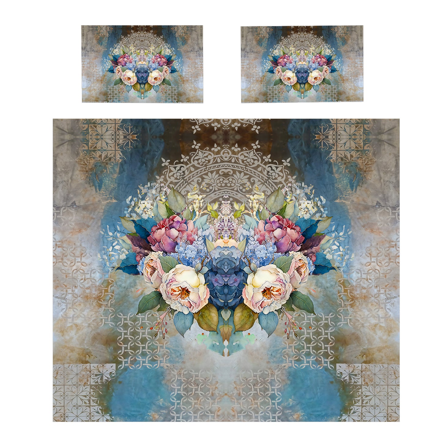 Floral Symmetrical Sanctuary Duvet Cover Set