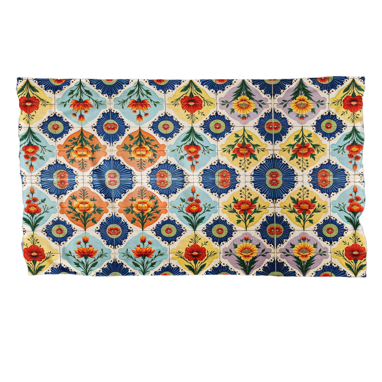 Floral Tiled Stamp Bed Throw