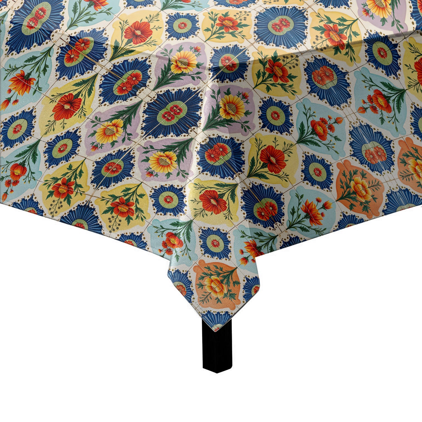 Floral Tiled Stamp Square Tablecloth