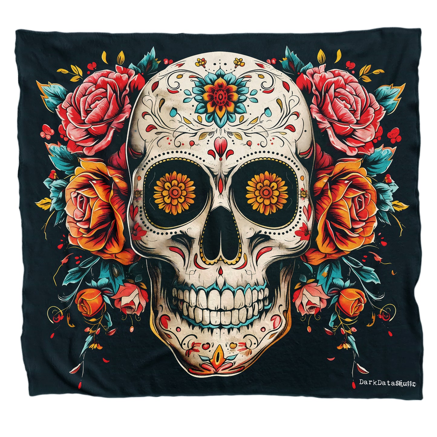 Floral Vintage Sugarskull Light Weight Fleece Blanket by Wikus Schalkwyk