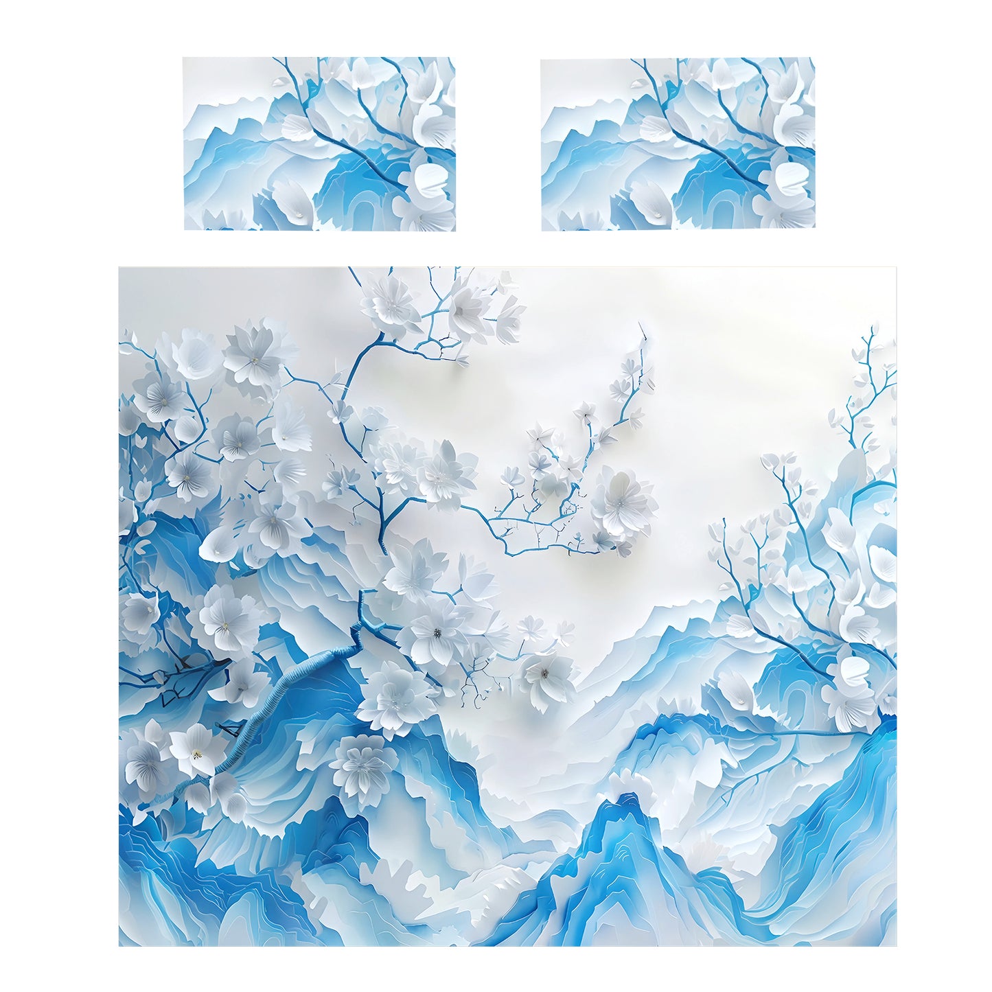 Floral & Mountains Duvet Cover Set