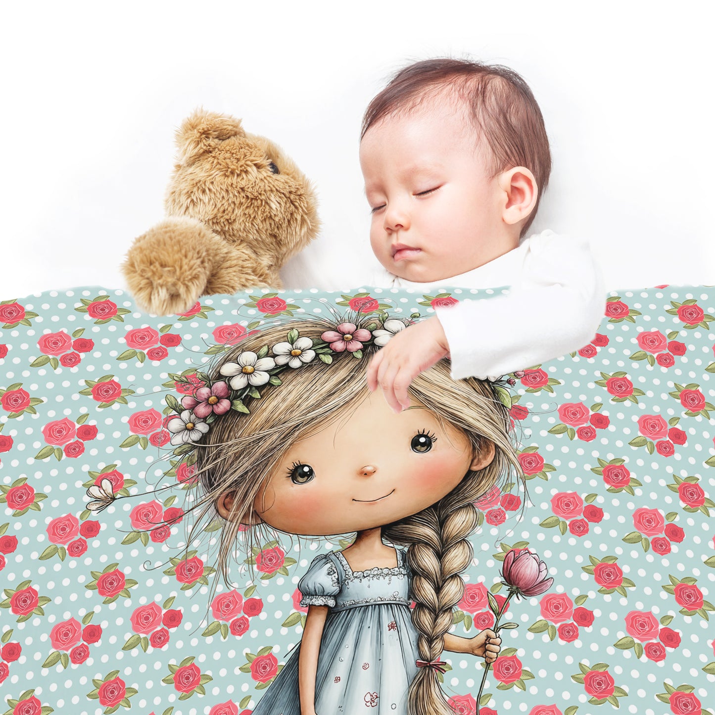 Flower Crown Lullaby Baby Fleec Blanket