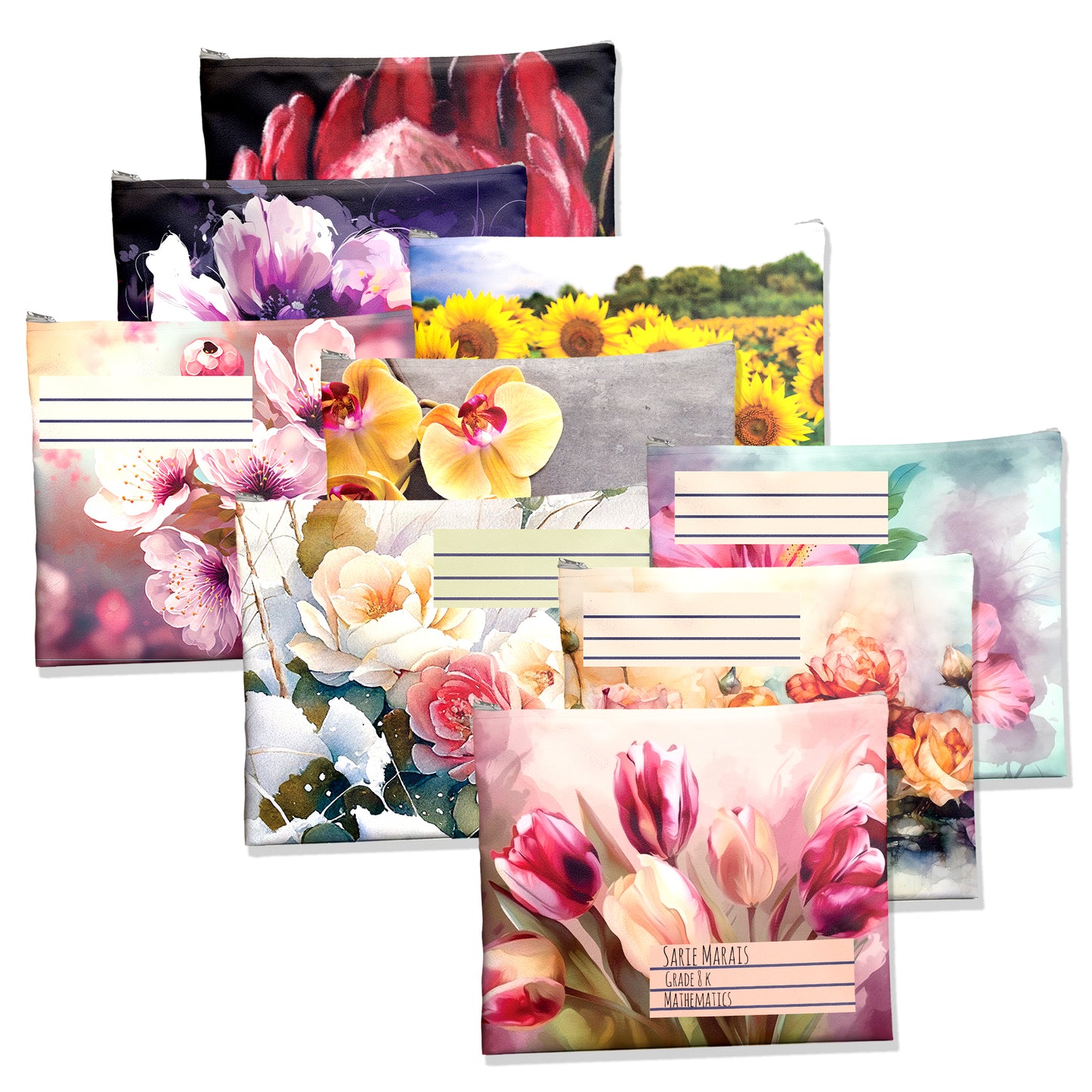 Subject-Savvy 9-Pack Book Bags - Flowers