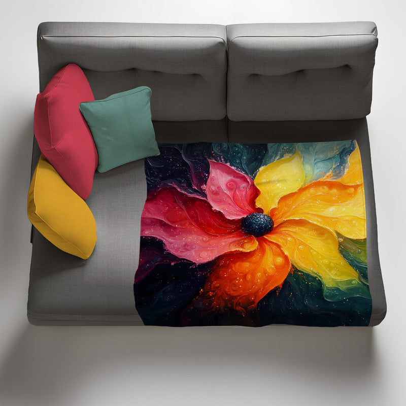 Fluid Florals Light Weight Fleece Blanket by Wikus Schalkwyk