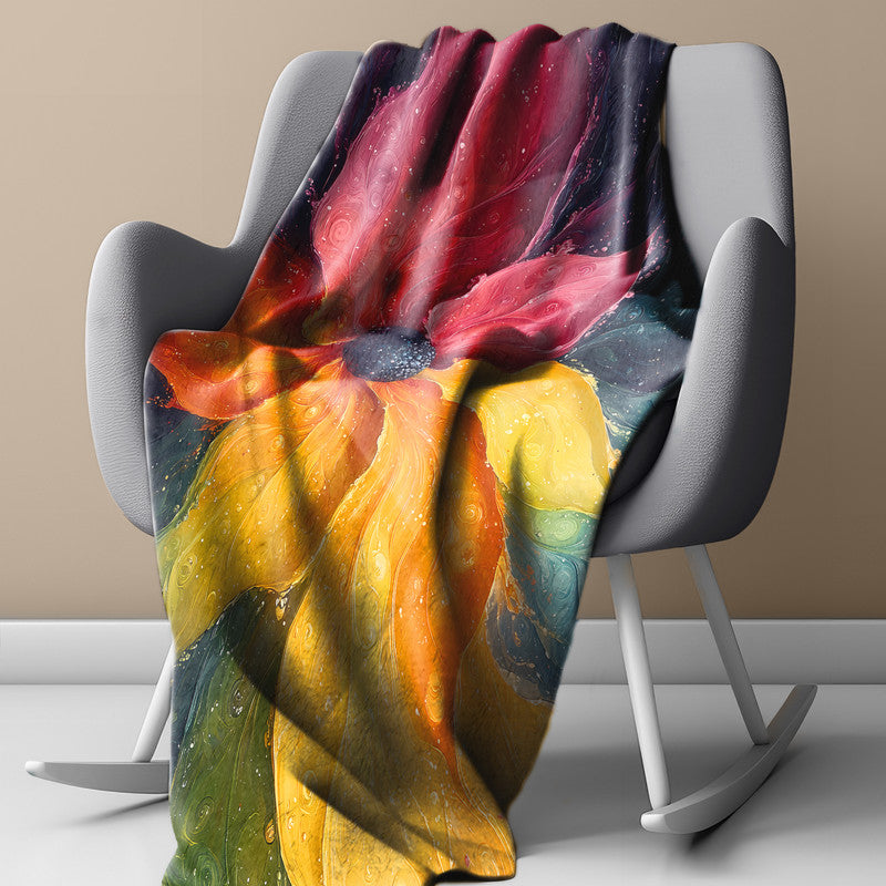 Fluid Florals Light Weight Fleece Blanket by Wikus Schalkwyk