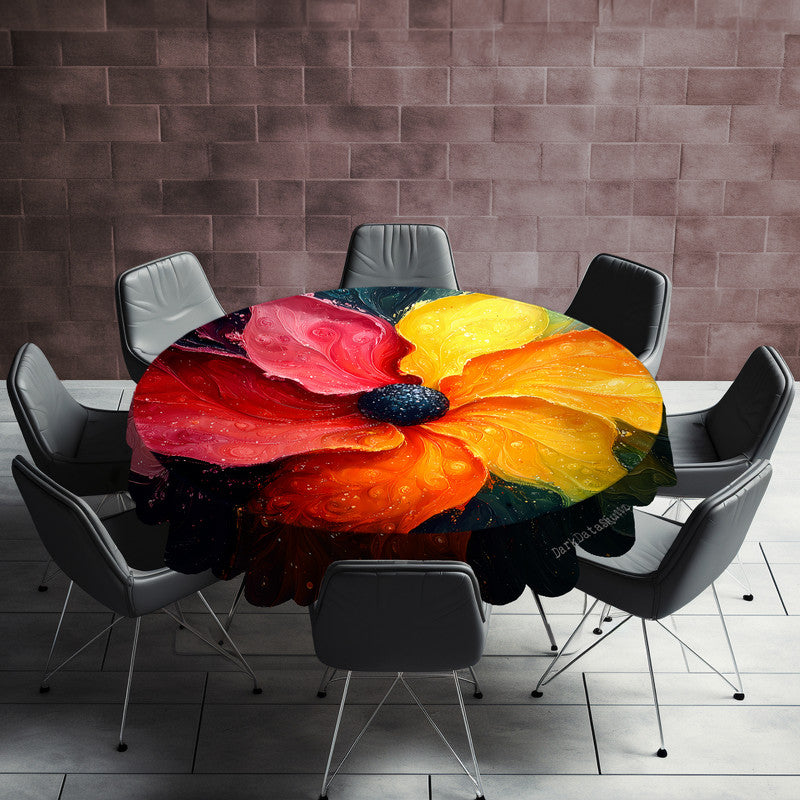 Fluid Florals Round Tablecloth by Wikus Schalkwyk