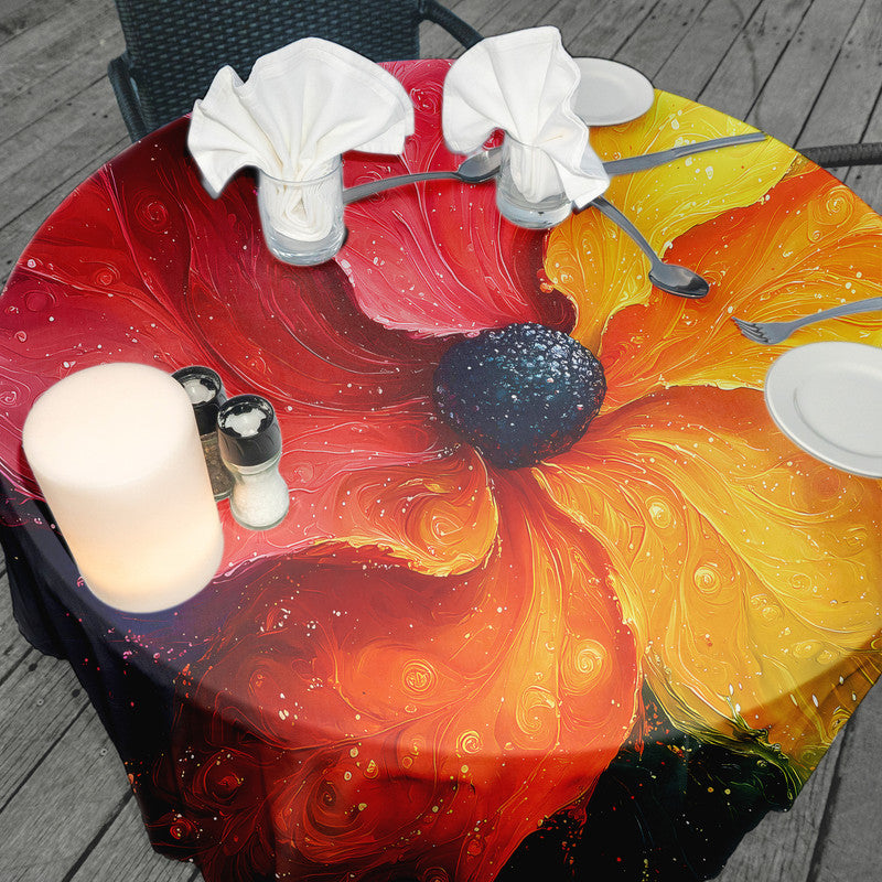 Fluid Florals Round Tablecloth by Wikus Schalkwyk