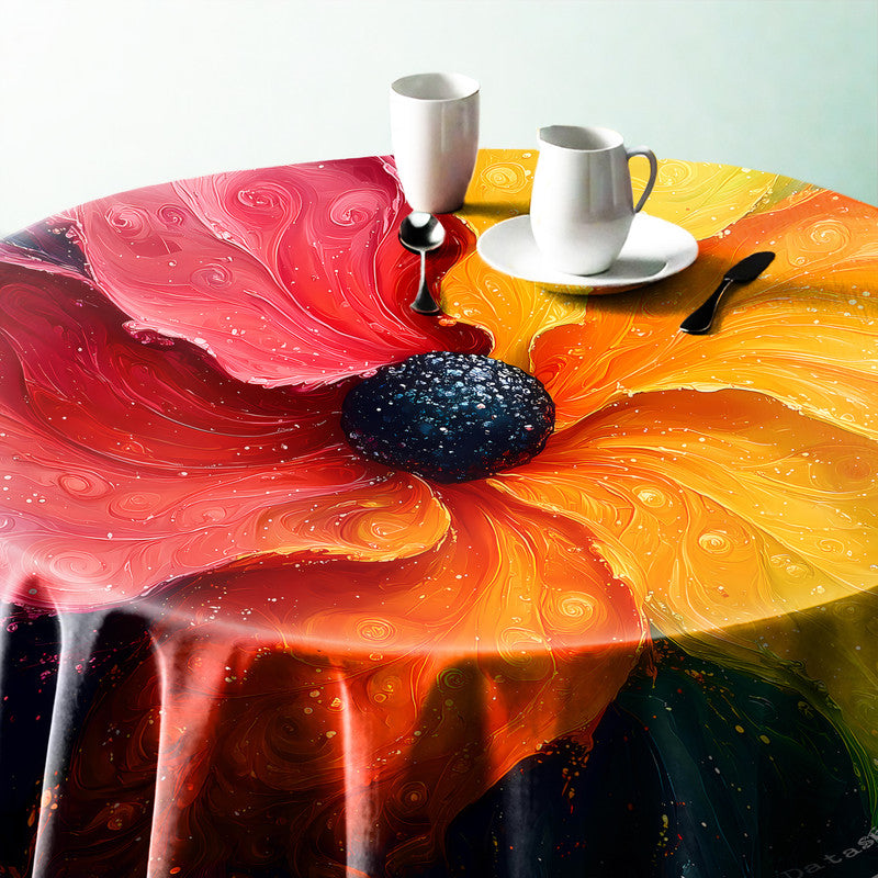 Fluid Florals Round Tablecloth by Wikus Schalkwyk