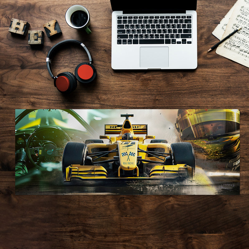Formula One Racer Yellow Large Desk Pad