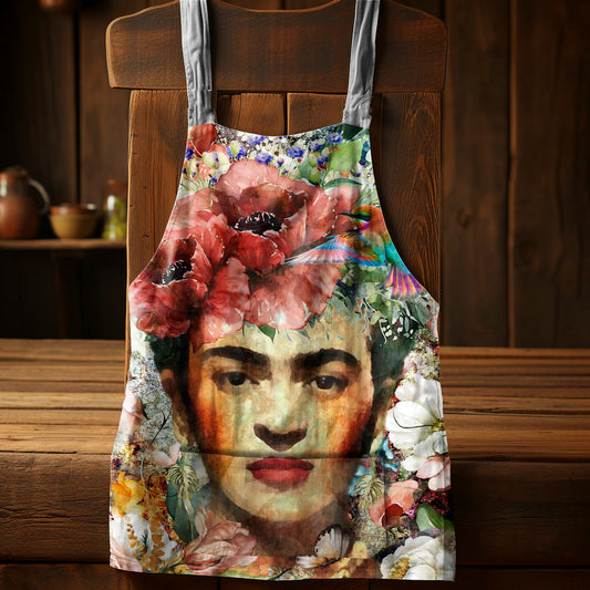 Frida Kahlo Face Medium Length Apron by Mark van Vuuren