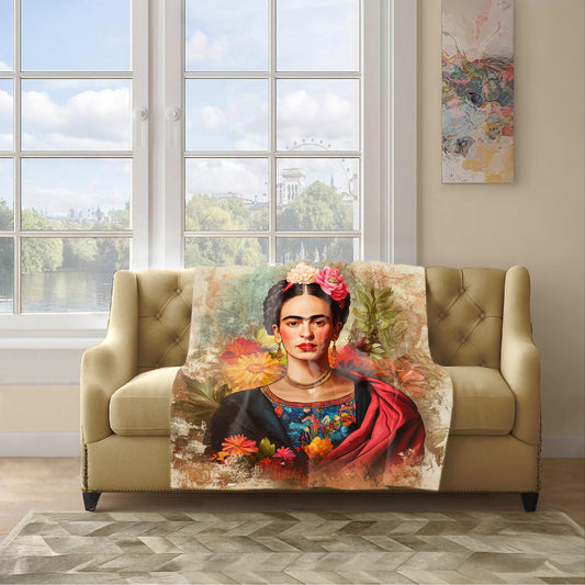 Frida Kahlo Hindi Light Weight Fleece Blanket by Mark van Vuuren