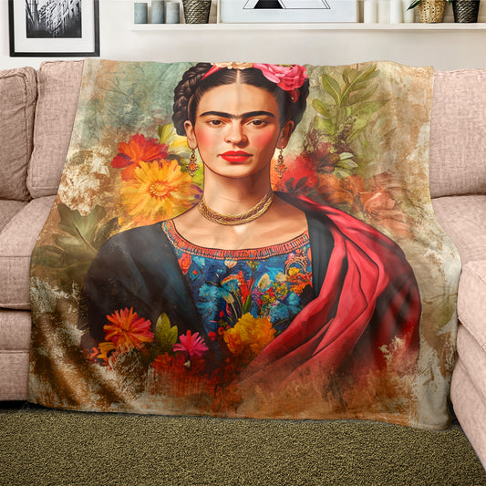 Frida Kahlo Hindi Light Weight Fleece Blanket by Mark van Vuuren