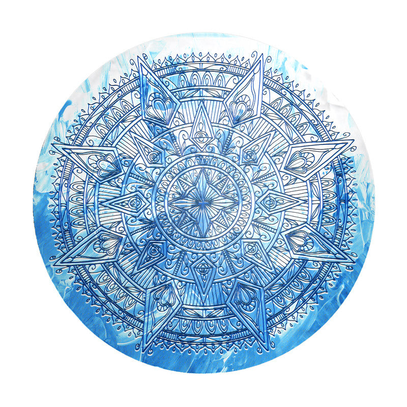 Frozen Blue Mandala Round Tablecloth