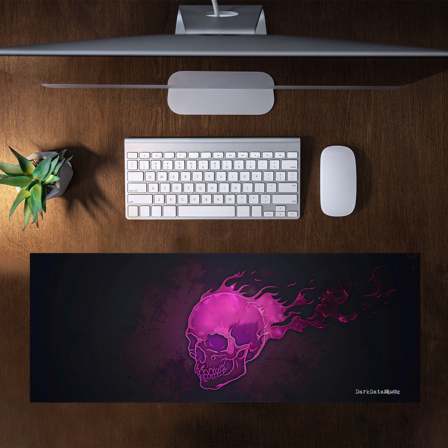 Pink Gamer Skull by Wikus Schalkwyk Large Desk Pad