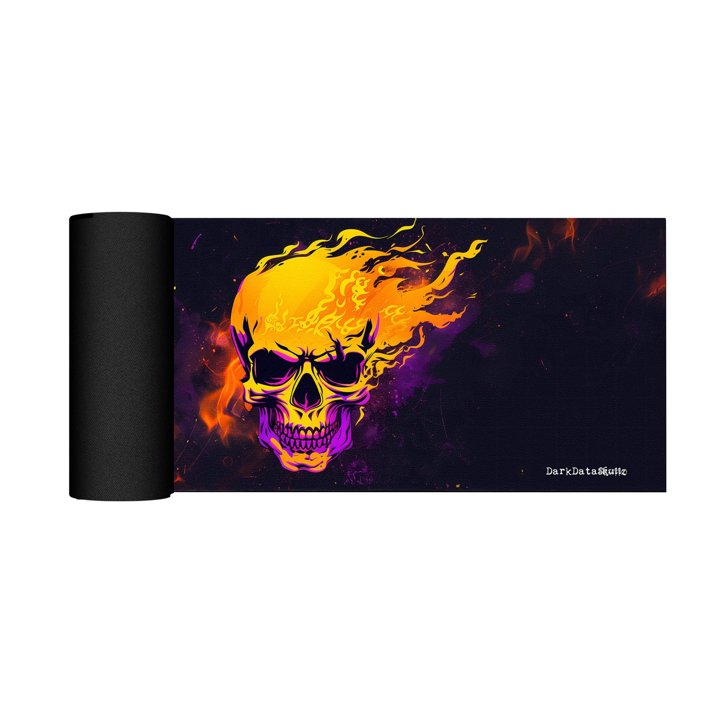 Yellow and Purple Gamer Skull by Wikus Schalkwyk Large Desk Pad