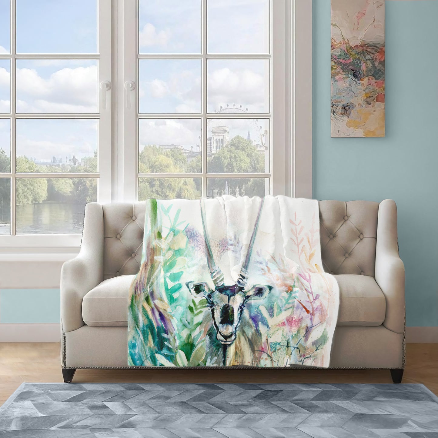 Gemsbok Light Weight Fleece Blanket by Kristin Van Lieshout