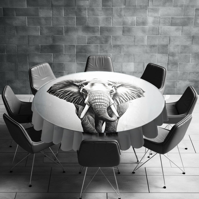 Gentle Giant Elephant Round Tablecloth by Nathan Pieterse
