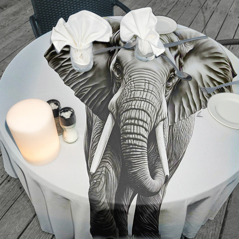 Gentle Giant Elephant Round Tablecloth by Nathan Pieterse