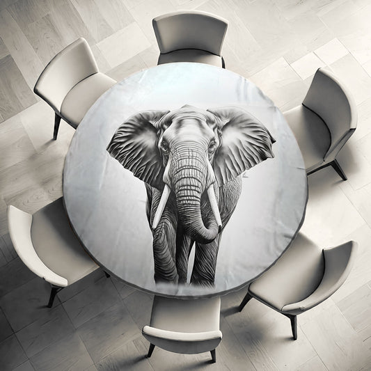Gentle Giant Elephant Round Tablecloth by Nathan Pieterse