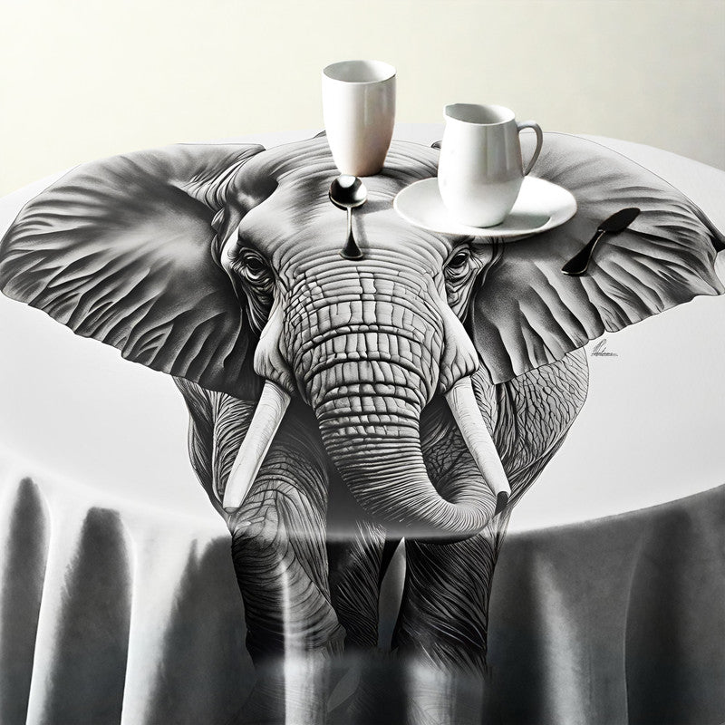 Gentle Giant Elephant Round Tablecloth by Nathan Pieterse