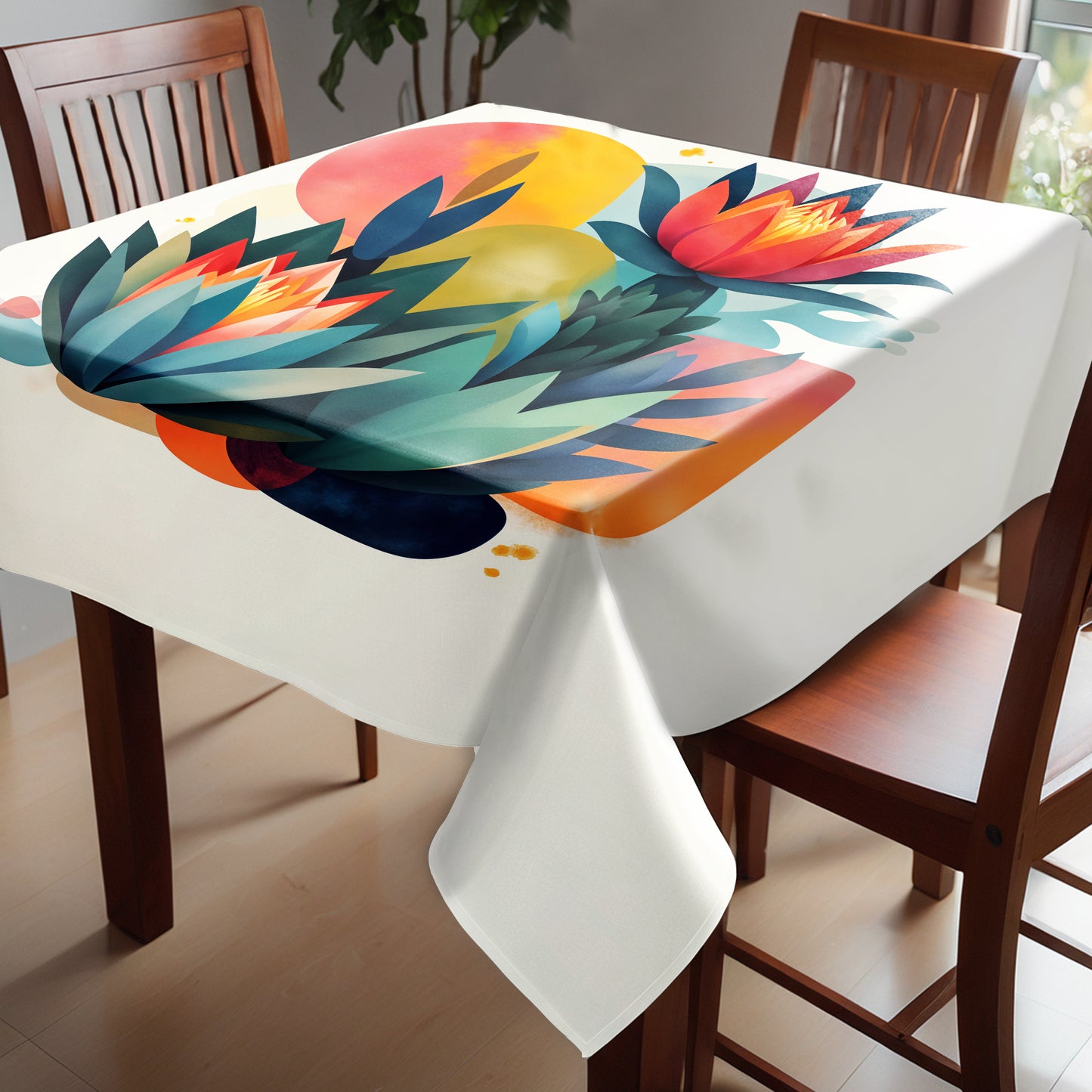 Geometric Protea Mirage Square Tablecloth