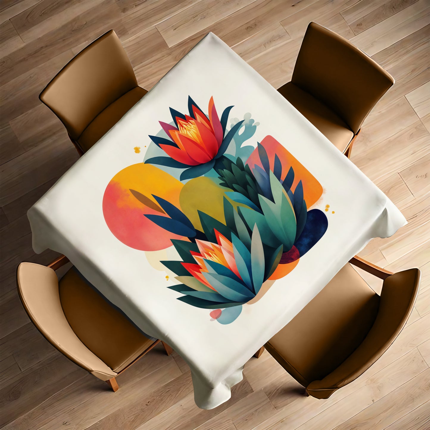 Geometric Protea Mirage Square Tablecloth