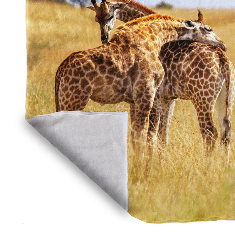 Giraffe Family Light Weight Fleece Blanket by Fanie Heymans