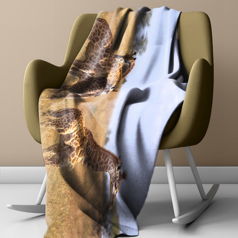 Giraffe Family Light Weight Fleece Blanket by Fanie Heymans