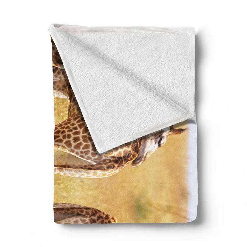 Giraffe Family Light Weight Fleece Blanket by Fanie Heymans