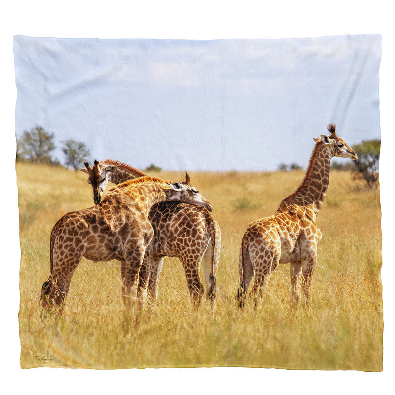 Giraffe Family Light Weight Fleece Blanket by Fanie Heymans