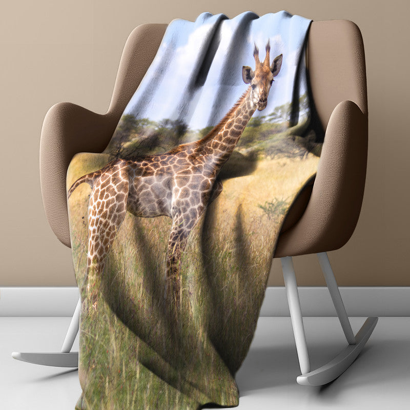 Giraffe Single Light Weight Fleece Blanket by Fanie Heymans