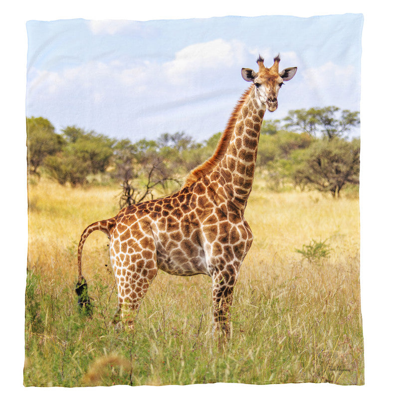 Giraffe Single Light Weight Fleece Blanket by Fanie Heymans