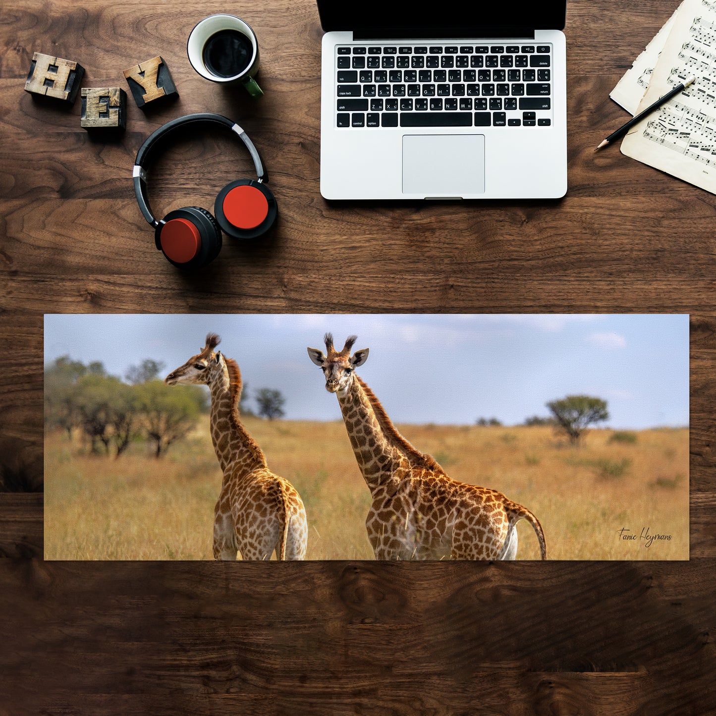 Giraffe Double Desk Pad by Fanie Heymans