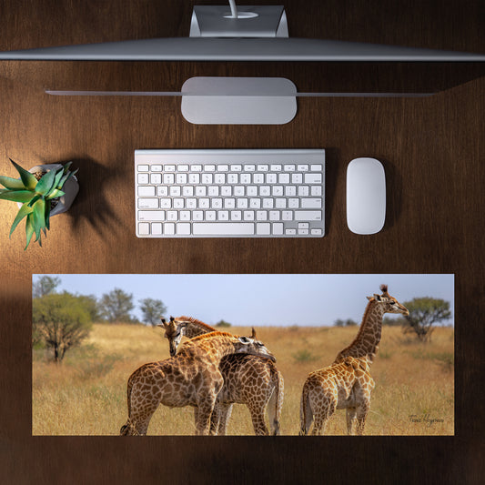 Giraffe Family Large Desk Pad by Fanie Heymans